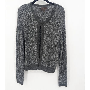 Fenn Wright Manson Sweater Womens Large‎ Gray Black Wool Blend Open Front Knit